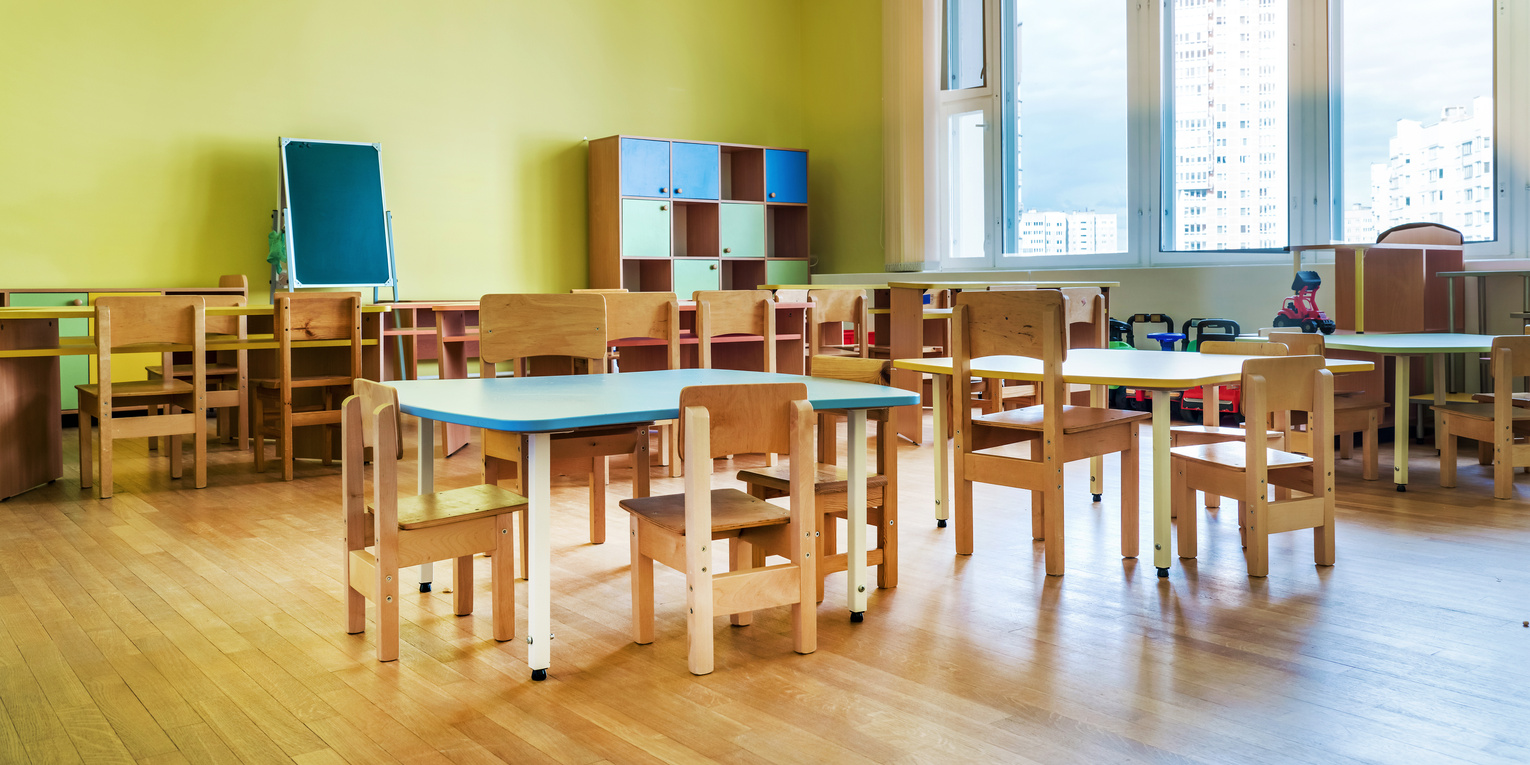 Empty classroom of daycare center without children and teacher